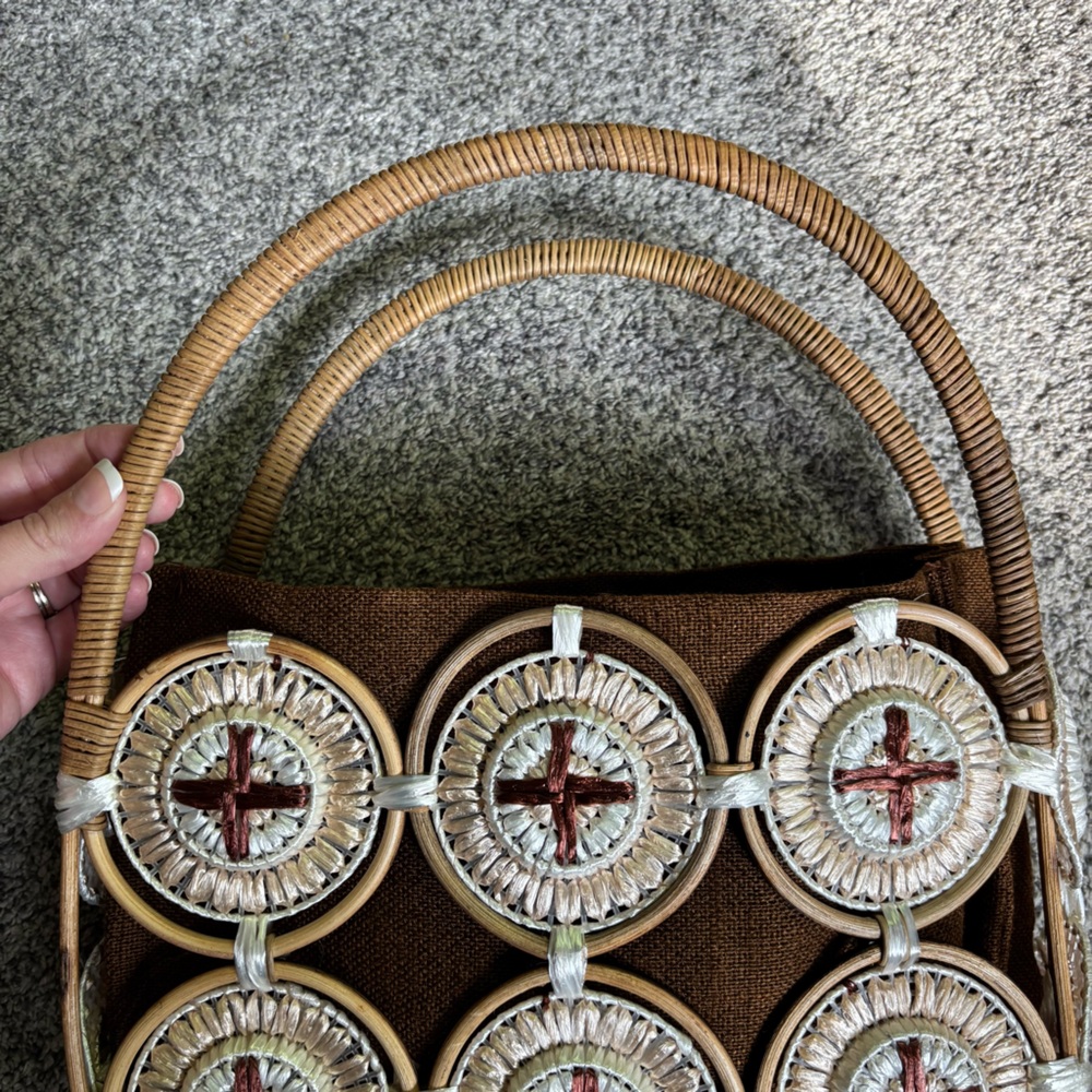 Vintage Rafia Boho Chic Top Handle Bag - Picture 5 of 8